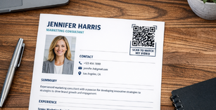 Resume QR code example top right corner