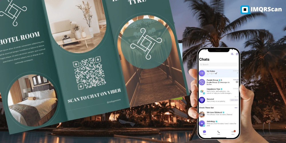 Customer scanning a QR code for Viber printed on a flyer