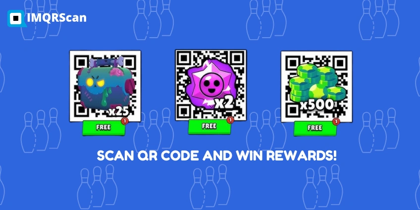 Brawl Stars QR code rewards including pins, icons, and gems