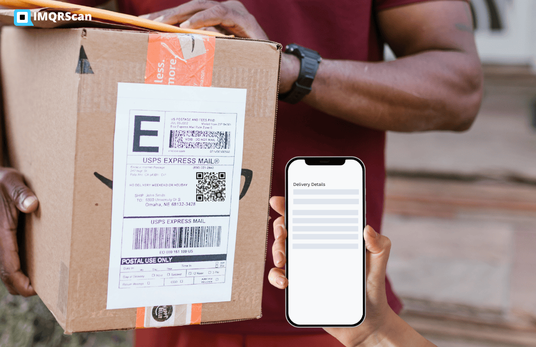 Scanning a QR code to access a logistics landing page on mobile