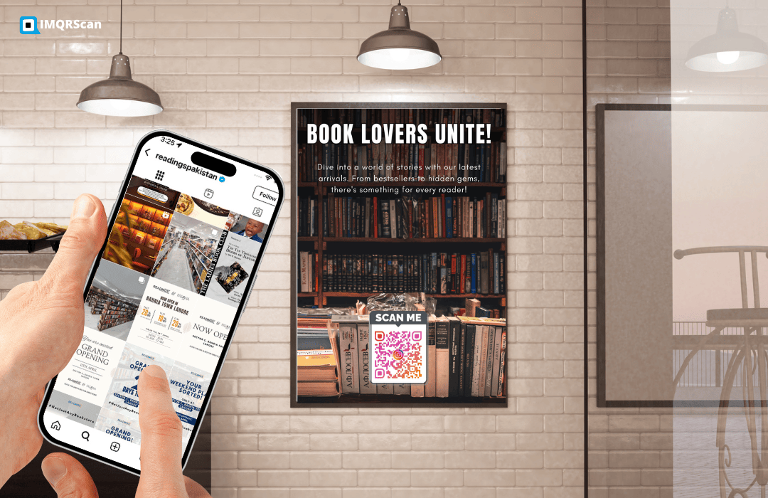 Business card with dynamic QR Code for Instagram linking to personal or company profile