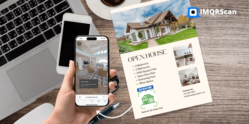   real estate flier with  URL QR code