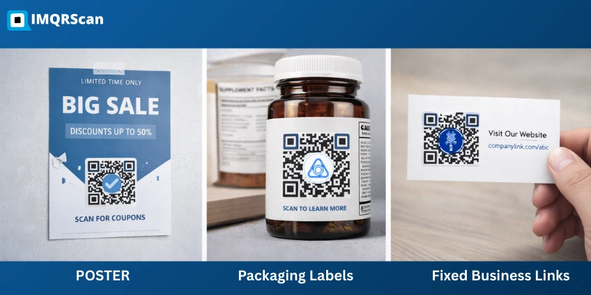 static QR codes for posters packaging labels and fixed business links