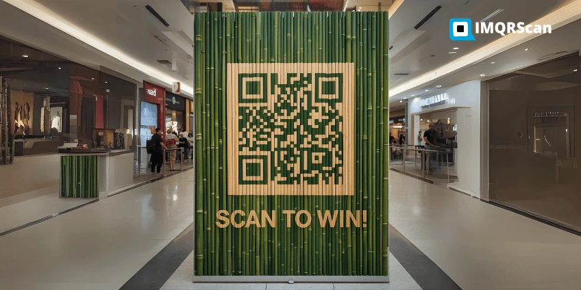 Eco-friendly bamboo QR code sign for sustainable marketing displays