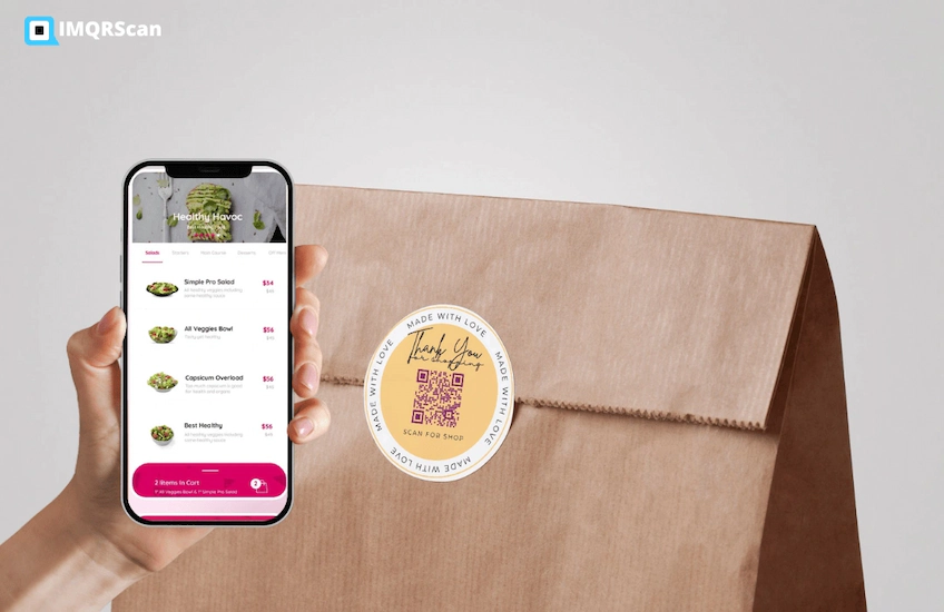 Sticky QR code Label on Product Packaging