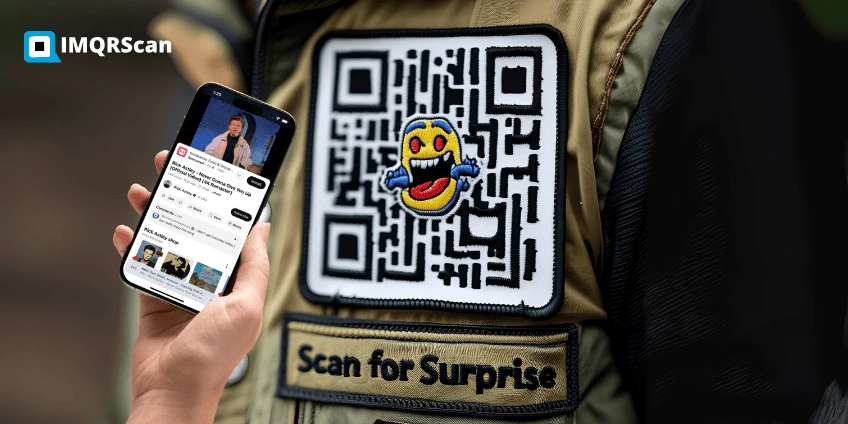 embroidered QR code Rick Roll patch