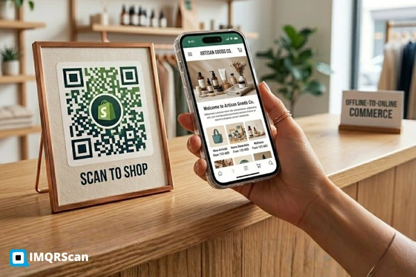Shopify store URL being converted into a scannable QR code for ecommerce campaigns