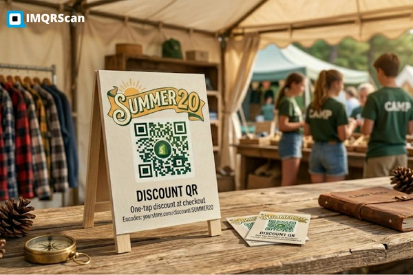 Shopify discount QR code example that opens a promo code link at checkout