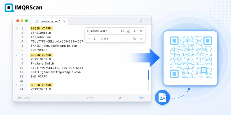 Checking how many contacts a VCF file holds before using a VCF QR code generator