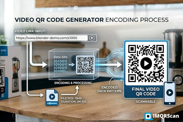 How a video QR code generator encodes a hosted video URL into a scannable pattern