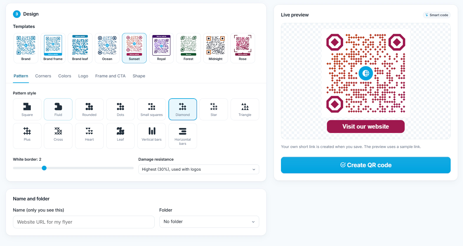 Branded QR codes designed in IMQRScan with logo, colors, and frames