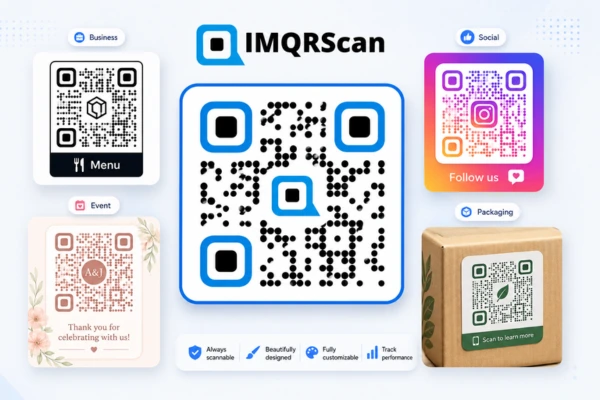 Beautiful QR code with rounded shapes and frame