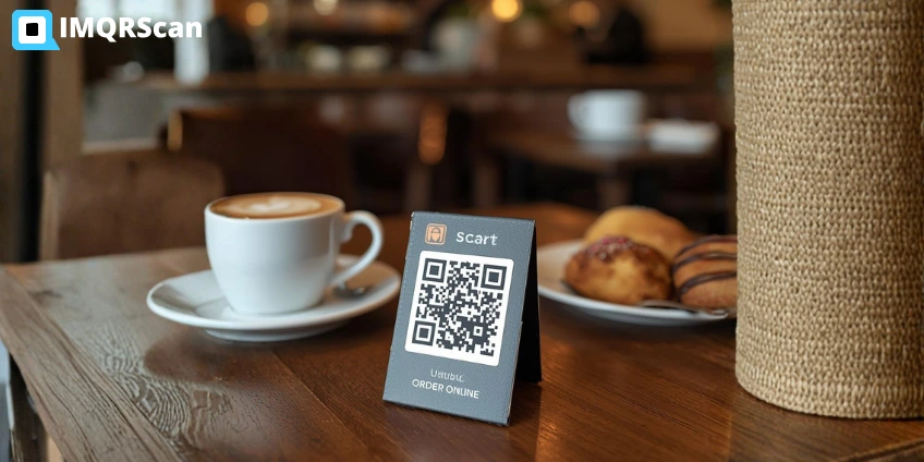 Dynamic QR code on café menu linking to online ordering and customer review page