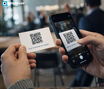 Scanning LinkedIn QR code on a business card using a smartphone