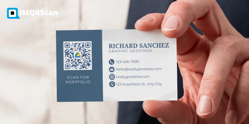 Printed business card with QR code linked to Google Drive folder