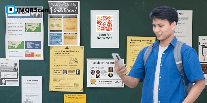 Students scanning QR code to access Google Drive assignment folder