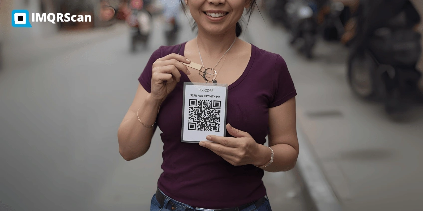 Street vendor in São Paulo using a QR code to receive instant Pix payment