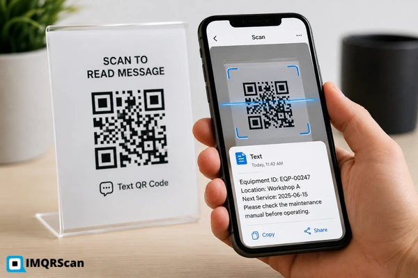 Scanning a QR code message and reading the text on a phone screen
