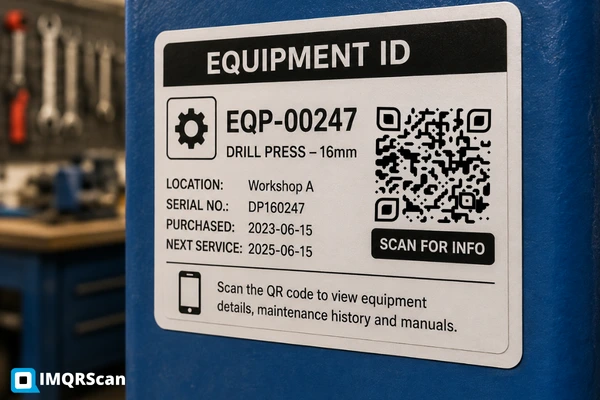 Text QR code generator used for offline equipment labels in a workshop
