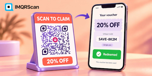 Redeemable QR code voucher that gives each customer a unique one-time code
